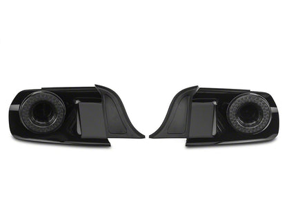 Raxiom Halo LED Tail Lights; Gloss Black Housing; Smoked Lens (15-23 Mustang)