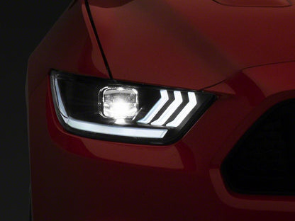 Raxiom LED Projector Headlights; Black Housing; Clear Lens (15-17 Mustang; 18-22 Mustang GT350, GT500)