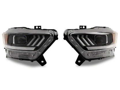 Raxiom LED Projector Headlights; Black Housing; Clear Lens (15-17 Mustang; 18-22 Mustang GT350, GT500)