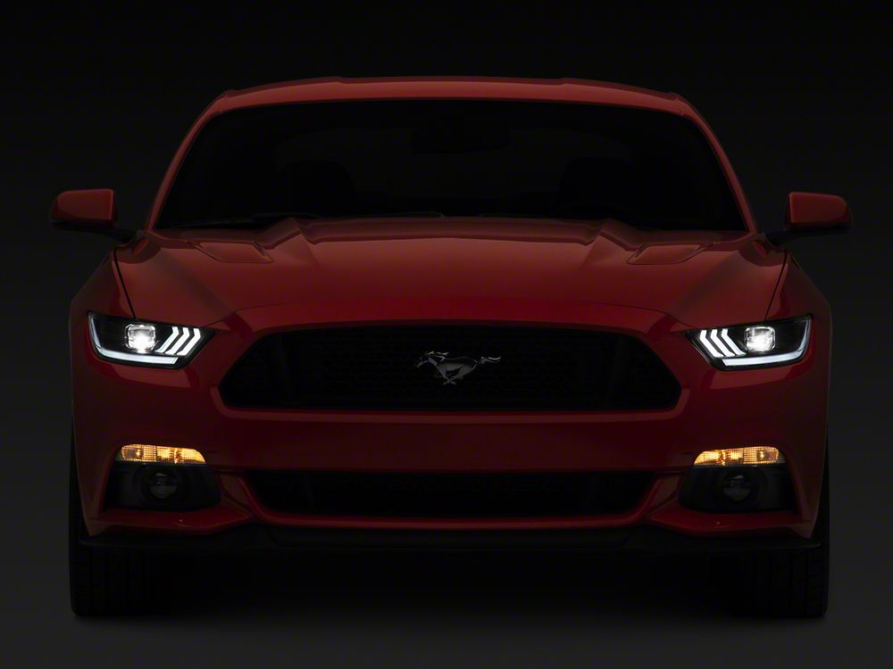 Raxiom LED Projector Headlights; Black Housing; Clear Lens (15-17 Mustang; 18-22 Mustang GT350, GT500)