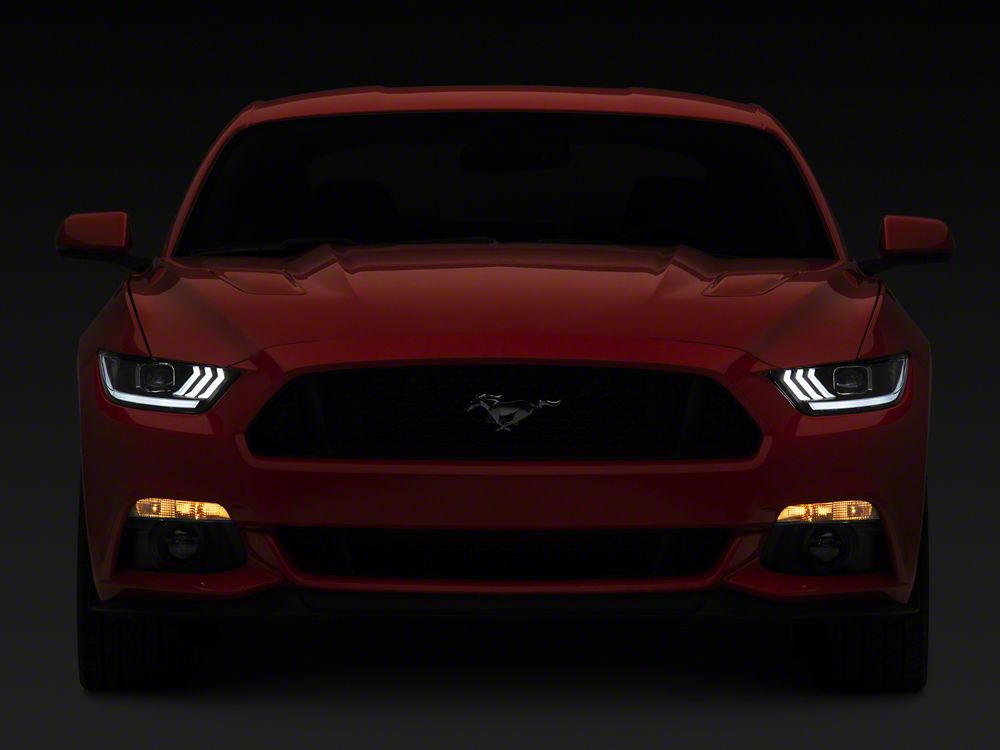 Raxiom LED Projector Headlights; Black Housing; Clear Lens (15-17 Mustang; 18-22 Mustang GT350, GT500)