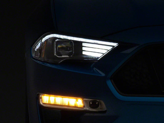 Raxiom LED Projector Headlights; Black Housing; Clear Lens (18-23 Mustang GT, EcoBoost)