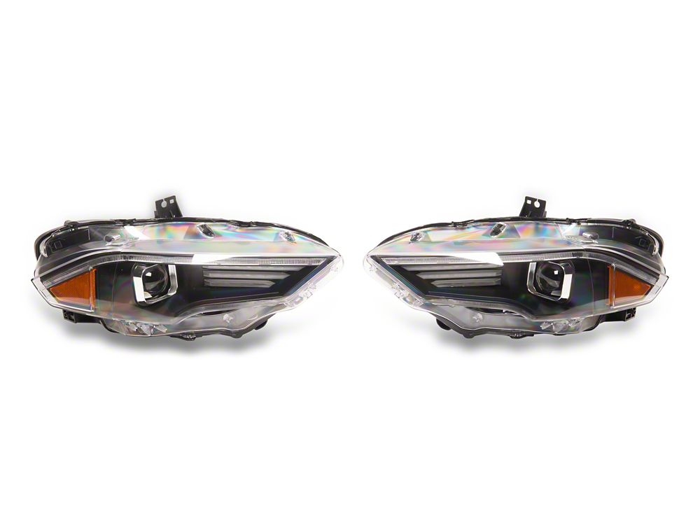 Raxiom LED Projector Headlights; Black Housing; Clear Lens (18-23 Mustang GT, EcoBoost)