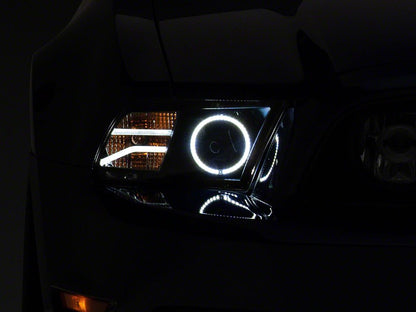 Raxiom LED Halo Projector Headlights; Black Housing; Clear Lens (13-14 Mustang w/ Factory HID Headlights)