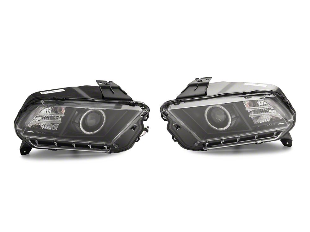 Raxiom LED Halo Projector Headlights; Black Housing; Clear Lens (13-14 Mustang w/ Factory HID Headlights)