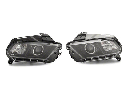 Raxiom LED Halo Projector Headlights; Black Housing; Clear Lens (13-14 Mustang w/ Factory HID Headlights)