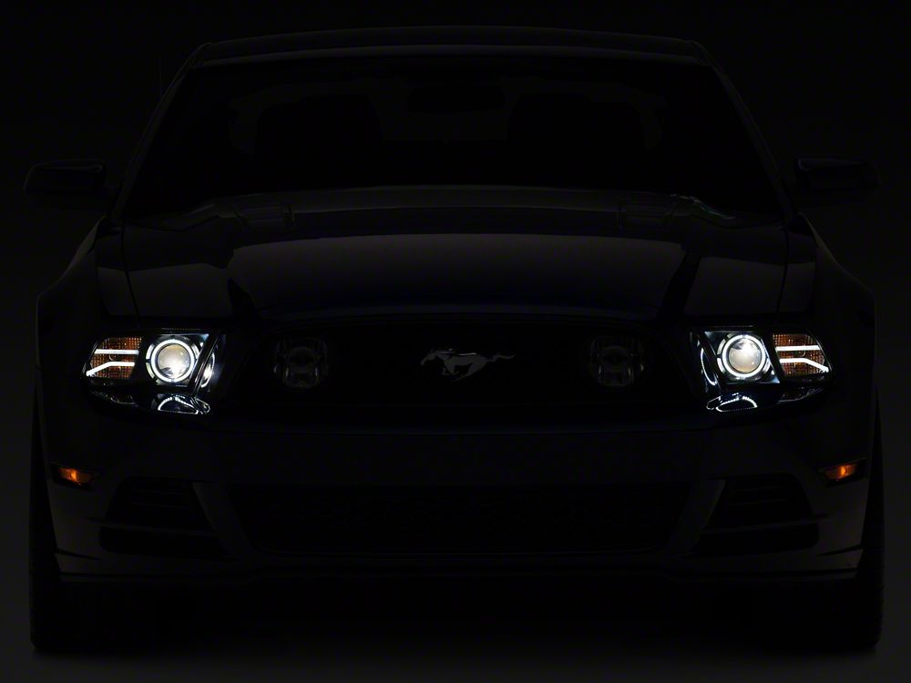 Raxiom LED Halo Projector Headlights; Black Housing; Clear Lens (13-14 Mustang w/ Factory HID Headlights)