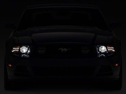 Raxiom LED Halo Projector Headlights; Black Housing; Clear Lens (13-14 Mustang w/ Factory HID Headlights)