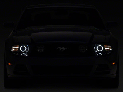 Raxiom LED Halo Projector Headlights; Black Housing; Clear Lens (13-14 Mustang w/ Factory HID Headlights)