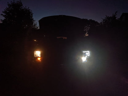 Raxiom Projector Headlights with LED Accent; Black Housing; Clear Lens (09-14 F-150 w/ Factory Halogen Headlights)