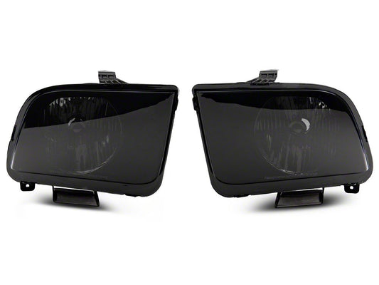 Raxiom Axial Series OEM Style Replacement Headlights; Chrome Housing; Smoked Lens (05-09 Mustang w/ Factory Halogen Headlights, Excluding GT500)