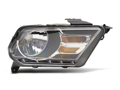 Raxiom Axial Series OEM Style Replacement Headlights; Black Housing with Chrome Accents; Clear Lens (10-12 Mustang w/ Factory Halogen Headlights)