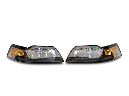 Raxiom Axial Series OEM Style Replacement Headlights; Black Housing; Clear Lens (99-04 Mustang)