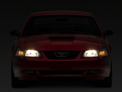 Raxiom Axial Series OEM Style Replacement Headlights; Black Housing; Clear Lens (99-04 Mustang)