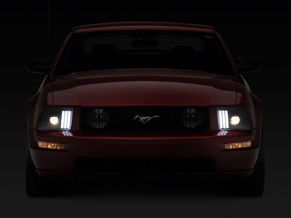 Raxiom Projector Headlights; Black Housing; Clear Lens (05-09 Mustang w/ Factory Halogen Headlights, Excluding GT500)