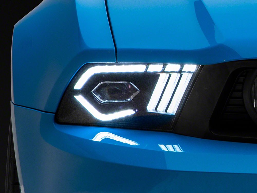 Raxiom LED Projector Headlights; Black Housing; Clear Lens (10-12 Mustang w/ Factory Halogen Headlights)