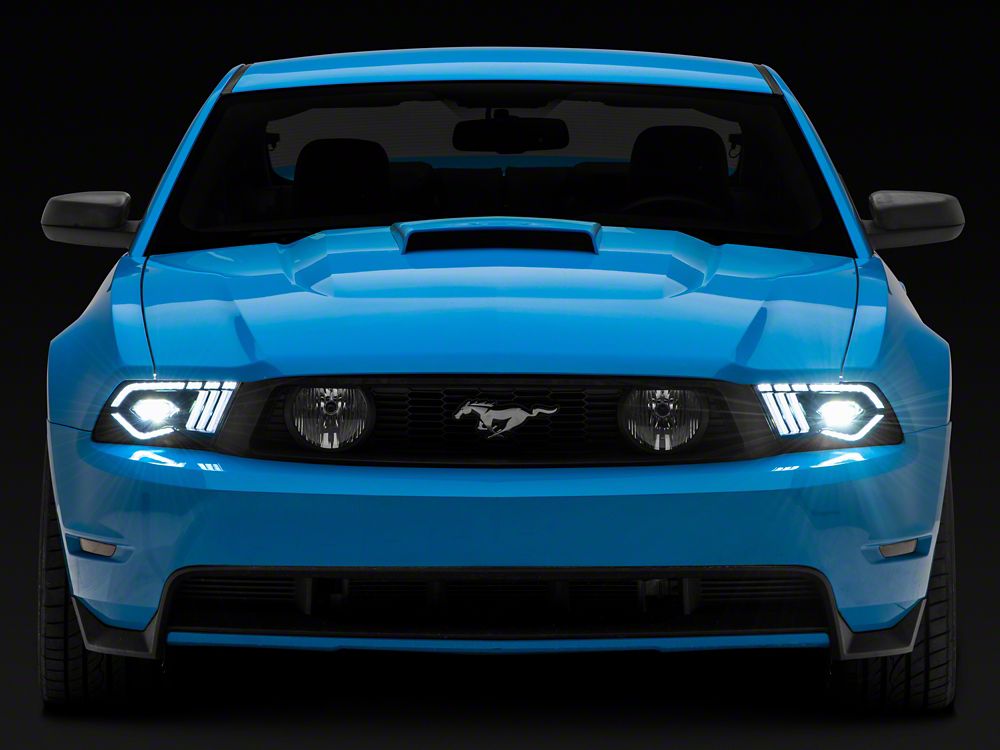 Raxiom LED Projector Headlights; Black Housing; Clear Lens (10-12 Mustang w/ Factory Halogen Headlights)