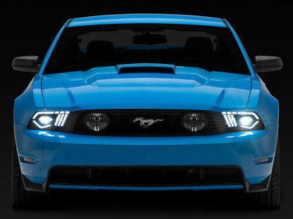 Raxiom LED Projector Headlights; Black Housing; Clear Lens (10-12 Mustang w/ Factory Halogen Headlights)