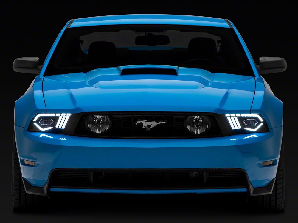Raxiom LED Projector Headlights; Black Housing; Clear Lens (10-12 Mustang w/ Factory Halogen Headlights)