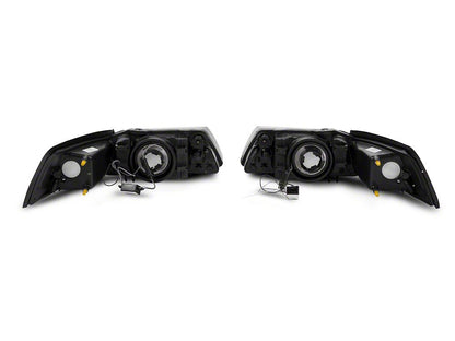 Raxiom Axial Series Headlights with LED Bar; Black Housing; Clear Lens (99-04 Mustang)