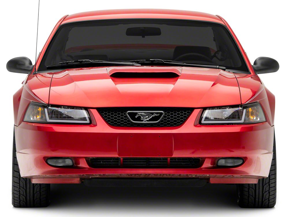 Raxiom Axial Series Headlights with Sequential LED Bar; Black Housing; Clear Lens (99-04 Mustang)