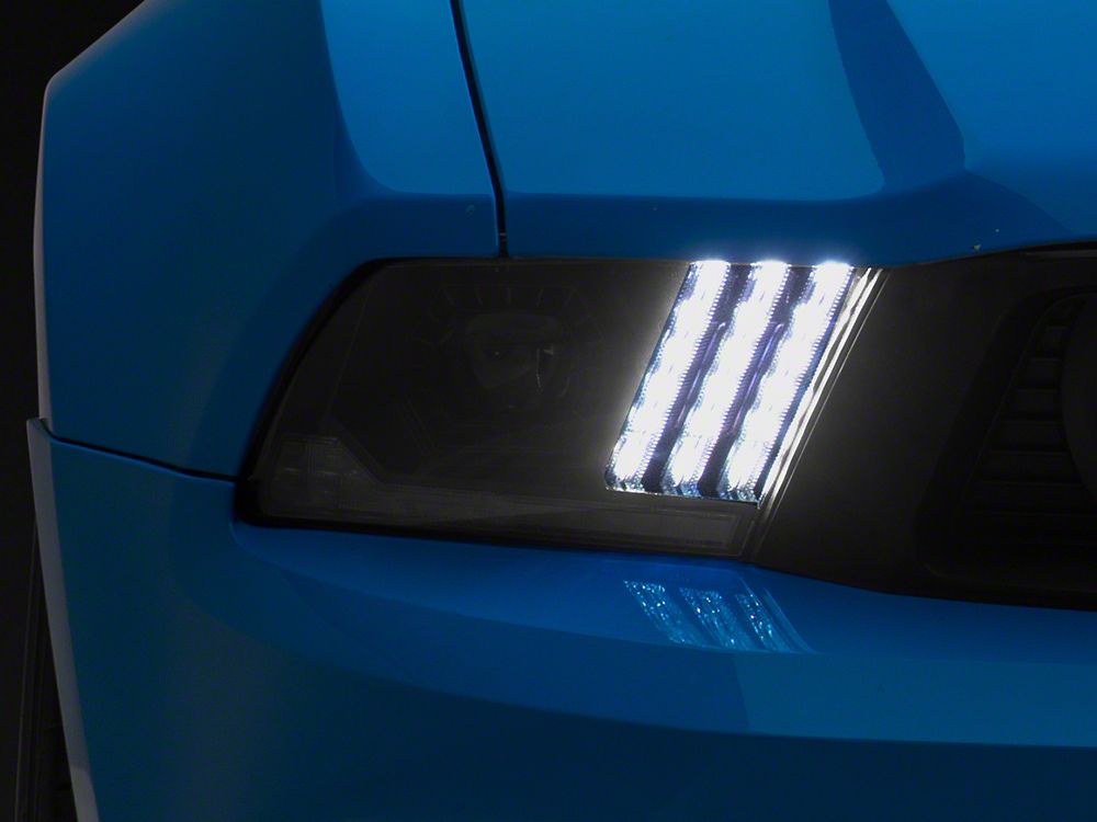 Raxiom LED Projector Headlights with DRL and Sequential Turn Signals; Black Housing; Clear Lens (10-12 Mustang w/ Factory Halogen Headlights)