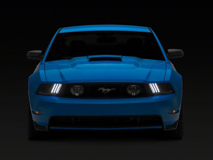 Raxiom LED Projector Headlights with DRL and Sequential Turn Signals; Black Housing; Clear Lens (10-12 Mustang w/ Factory Halogen Headlights)