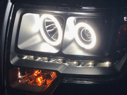 Raxiom G2 Super White LED Halo Projector Headlights; Black Housing; Clear Lens (09-14 F-150 w/ Factory Halogen Headlights)