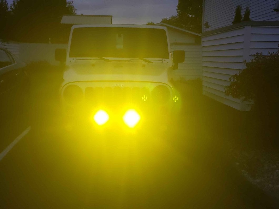 Raxiom Axial Series 3-Inch 4-LED Yellow Beam Round Light; Flood Beam (Universal; Some Adaptation May Be Required)