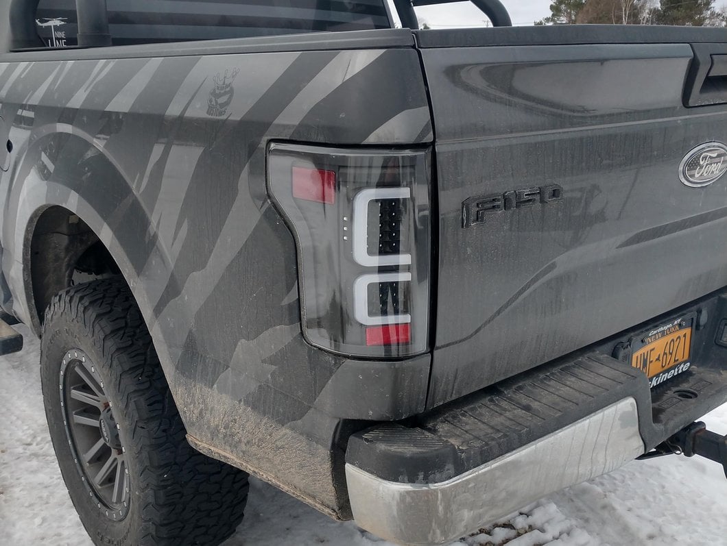 Raxiom G3 LED Tail Lights; Black Housing; Clear Lens (15-17 F-150 w/ Factory Halogen Non-BLIS Tail Lights)