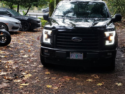 Raxiom G3 Projector Headlights with LED Accent; Black Housing; Clear Lens (15-17 F-150 w/ Factory Halogen Headlights)