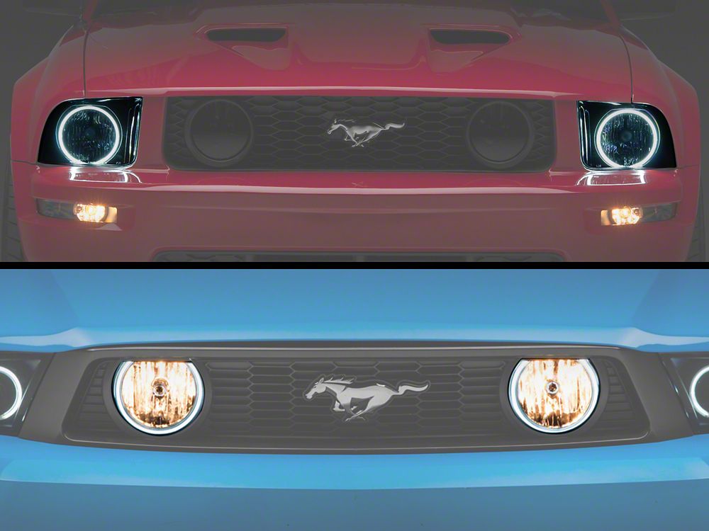 Raxiom Axial Series CCFL Halo Projector Headlights and LED Halo Fog Lights; Smoked (05-09 Mustang w/ Factory Halogen Headlights, Excluding GT500)