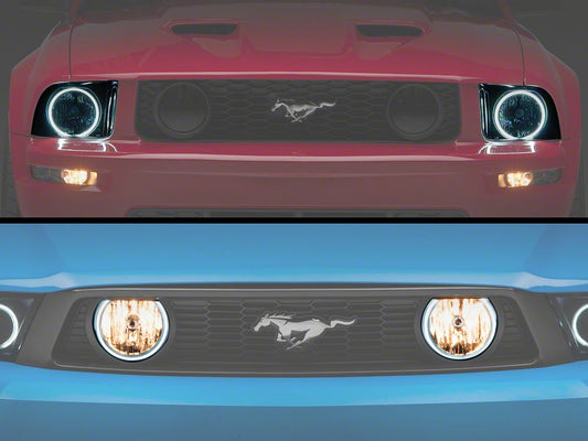 Raxiom Axial Series CCFL Halo Projector Headlights and LED Halo Fog Lights; Smoked (05-09 Mustang w/ Factory Halogen Headlights, Excluding GT500)