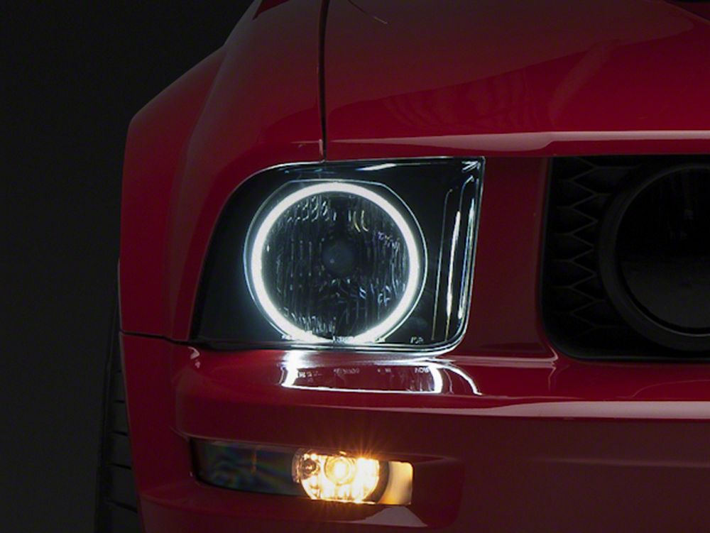 Raxiom Axial Series CCFL Halo Projector Headlights and LED Halo Fog Lights; Smoked (05-09 Mustang w/ Factory Halogen Headlights, Excluding GT500)