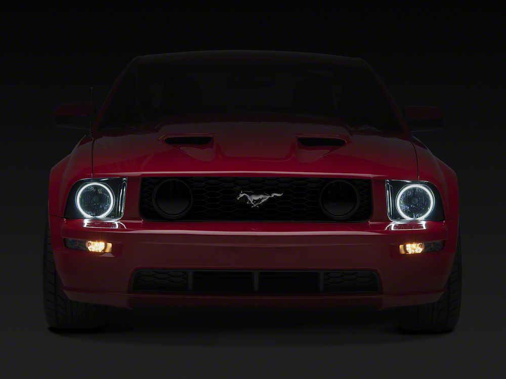 Raxiom Axial Series CCFL Halo Projector Headlights and LED Halo Fog Lights; Smoked (05-09 Mustang w/ Factory Halogen Headlights, Excluding GT500)