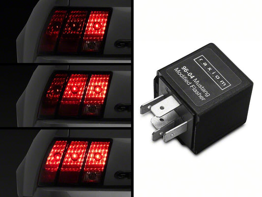 Raxiom Sequential Tail Light Kit with Modified Turn Signal Flasher V1; Plug-and-Play Harness (96-04 Mustang, Excluding 99-01 Cobra)