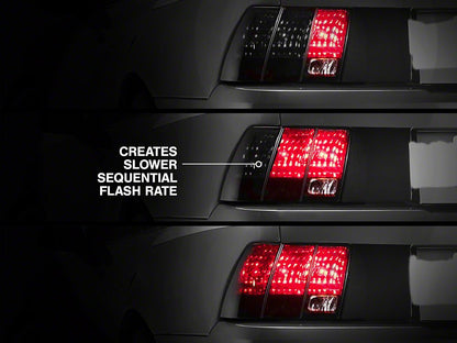 Raxiom Sequential Tail Light Kit with Modified Turn Signal Flasher V1; Plug-and-Play Harness (96-04 Mustang, Excluding 99-01 Cobra)