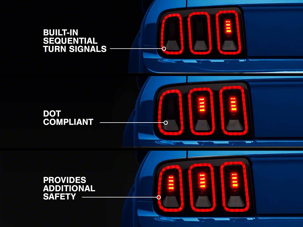 Raxiom Gen5 Tail Lights and Axial Series LED Third Brake Light; Smoked (05-09 Mustang)