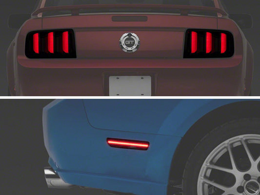Raxiom Vector V2 LED Tail Lights and Axial Series LED Side Markers; Smoked (05-09 Mustang)