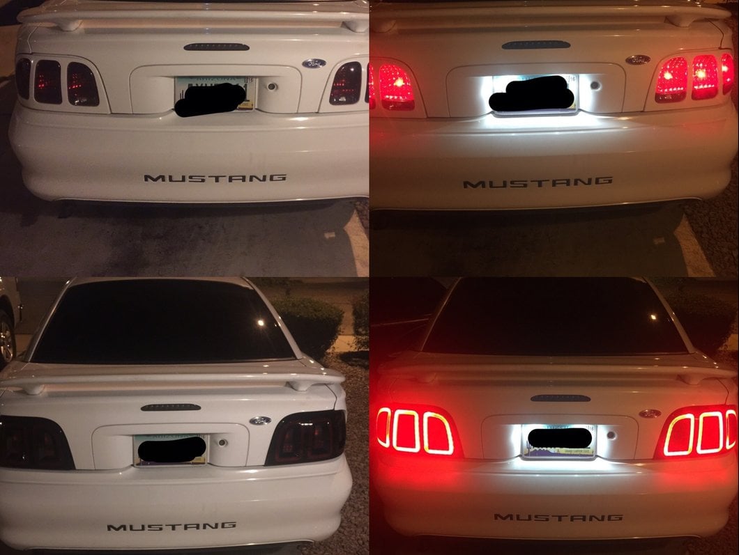 Raxiom Icon LED Tail Lights; Black Housing; Smoked Lens (96-98 Mustang)