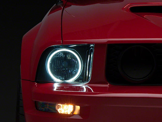 Raxiom Axial Series CCFL Halo Projector Headlights & Vector V2 LED Tail Lights; Black Housing; Smoked Lens (05-09 Mustang w/ Factory Halogen Headlights, Excluding GT500)