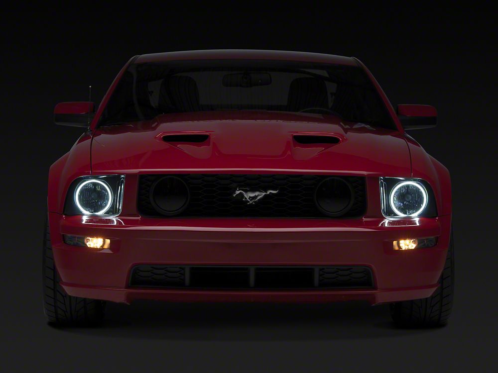 Raxiom Axial Series CCFL Halo Projector Headlights & Vector V2 LED Tail Lights; Black Housing; Smoked Lens (05-09 Mustang w/ Factory Halogen Headlights, Excluding GT500)