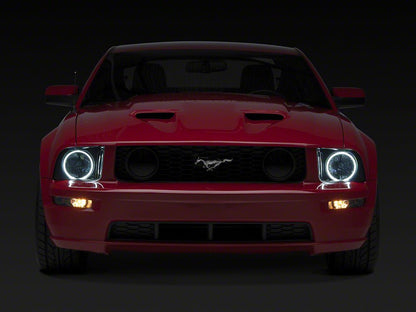 Raxiom Axial Series CCFL Halo Projector Headlights & Vector V2 LED Tail Lights; Black Housing; Smoked Lens (05-09 Mustang w/ Factory Halogen Headlights, Excluding GT500)