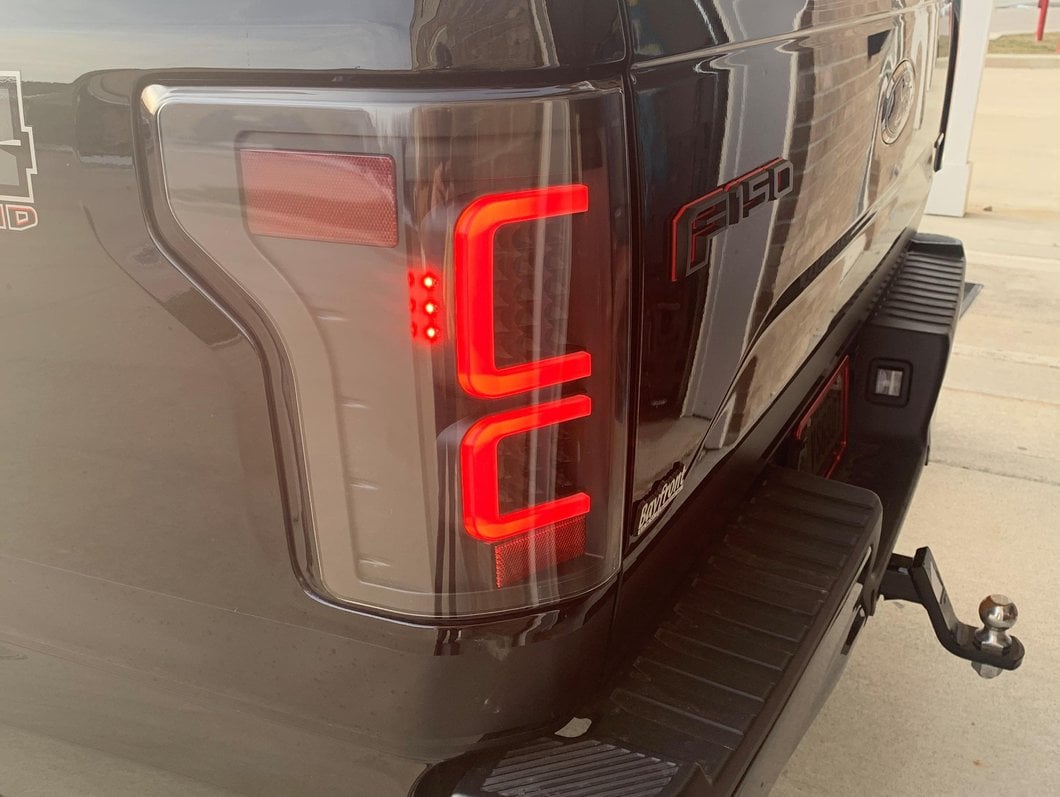 Raxiom G3 LED Tail Lights; Black Housing; Clear Lens (15-17 F-150 w/ Factory Halogen Non-BLIS Tail Lights)