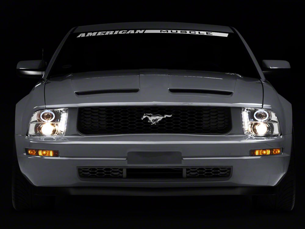Raxiom LED Halo Projector Headlights; Chrome Housing; Clear Lens (05-09 Mustang w/ Factory Halogen Headlights, Excluding GT500)