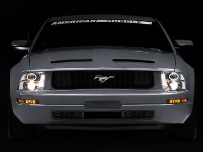Raxiom LED Halo Projector Headlights; Chrome Housing; Clear Lens (05-09 Mustang w/ Factory Halogen Headlights, Excluding GT500)