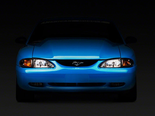Raxiom Axial Series Cobra Style Headlights; Chrome Housing; Clear Lens (94-98 Mustang)