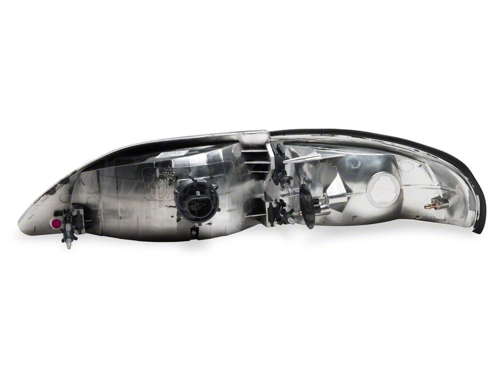 Raxiom Axial Series Cobra Style Headlights; Chrome Housing; Clear Lens (94-98 Mustang)