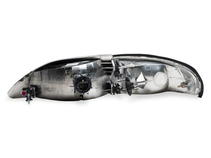 Raxiom Axial Series Cobra Style Headlights; Chrome Housing; Clear Lens (94-98 Mustang)
