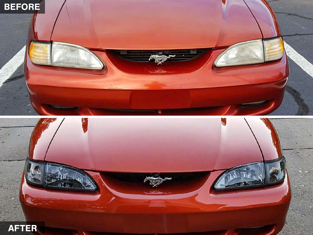 Raxiom Axial Series Cobra Style Headlights; Black Housing; Clear Lens (94-98 Mustang)